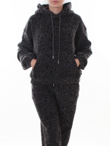 003 DK. GRAY/LEOPARD Костюм спортивный зимний женский (95% хлопок, 5% полиэстер)