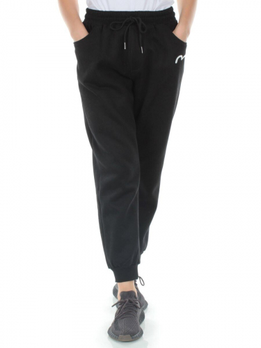 M029 BLACK Брюки спортивные утепленные женские (85% хлопок, 10% полиэстер, 5% спандекс)