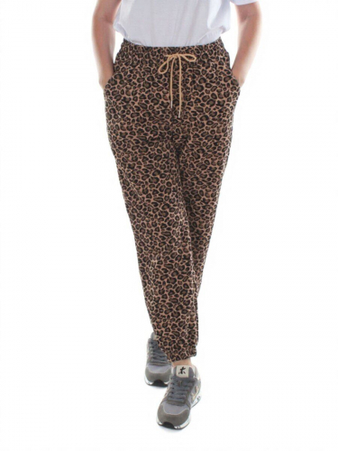 9001 LEOPARD/BROWN Брюки спортивные женские (95% хлопок, 5% спандекс)