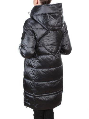 9106 BLACK Пальто зимнее женское  FLOWEROVE (200 гр. холлофайбера)