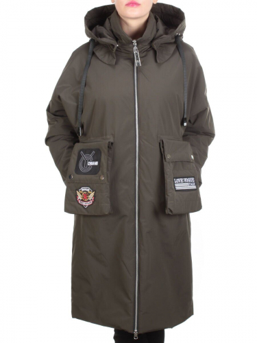 ZW-2306-C SWAMP COLOR Пальто демисезонное женское (100 гр. синтепон) BLACK LEOPARD