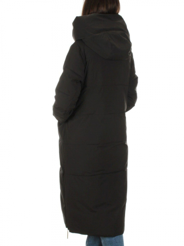 22373 BLACK Пальто зимнее женское облегченное (150 гр. холлофайбера)