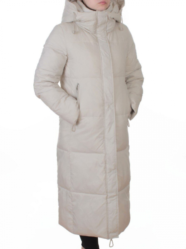 3068 LT. BEIGE Пальто пуховое женское с внутренним жилетом (утиный пух)