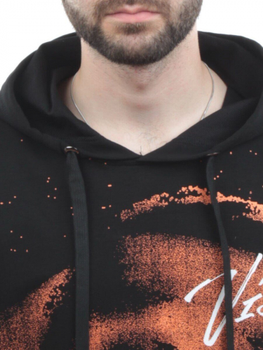 2626 BLACK/ORANGE Толстовка мужская (75% хлопок, 20% полиэстер, 5% спандекс)