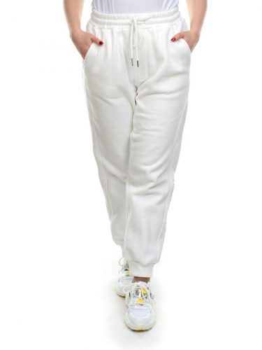M037 WHITE Брюки спортивные женские на флисе (100% хлопок) 7986