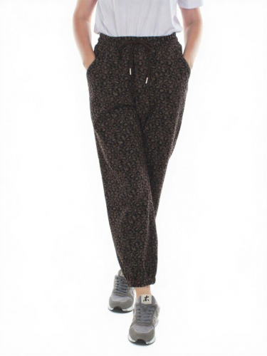 9001 LEOPARD/BLACK Брюки спортивные женские (95% хлопок, 5% спандекс)