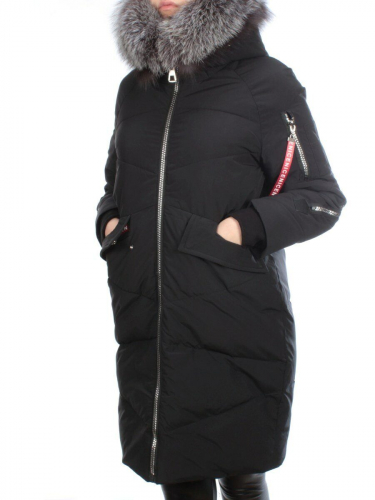 CU-19056 BLACK Пальто женское зимнее CUTEELF (200 гр. холлофайбера)