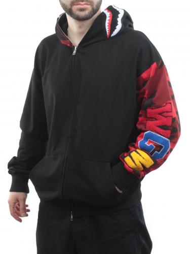 2665 BLACK/RED Толстовка мужская (75% хлопок, 20% полиэстер, 5% спандекс)