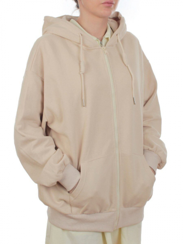 3265 BEIGE Худи на молнии женское (95% хлопок, 5% эластан)