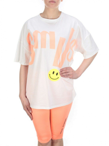 KD-792 WHITE/CORAL Костюм-двойка женский 7986 TREND