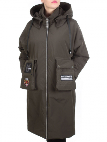 ZW-2306-C SWAMP COLOR Пальто демисезонное женское (100 гр. синтепон) BLACK LEOPARD