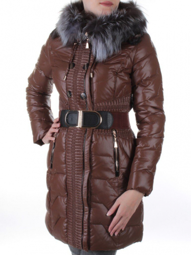 YM-019 BROWN Пальто зимнее удлиненное KSA