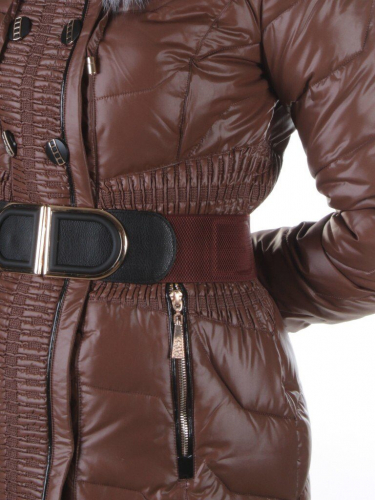 YM-019 BROWN Пальто зимнее удлиненное KSA