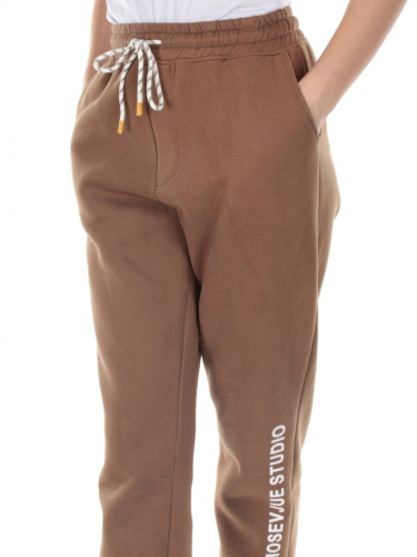 M053 BROWN Брюки спортивные утепленные женские (85% хлопок, 10% полиэстер, 5% спандекс)
