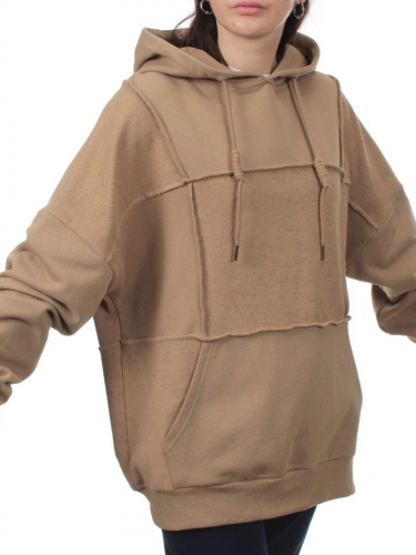 3258 BROWN Худи женское (95% хлопок, 5% эластан)