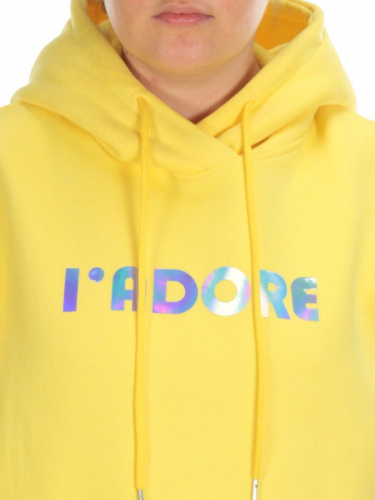 KD713 YELLOW Худи женское на флисе разм+ер свободный 50-52