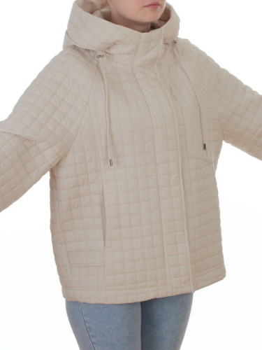 8039 LT. BEIGE Куртка стеганная демисезонная женская (100 гр. холлофайбер)