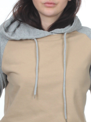NOE103 BEIGE/GRAY Костюм спортивный женский (хлопок 90%, полиэстер 10%)