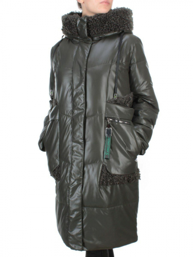 21-985 DARK GREEN Пальто зимнее женское AIKESDFRS (200 гр. холлофайбера)