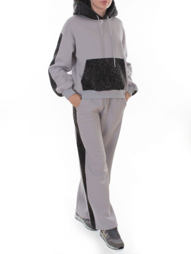 008 GRAY/LT. BLUE/LEOPARD Костюм спортивный зимний женский (95% хлопок, 5% полиэстер)