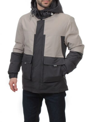 8875 DK. GRAY BEIGE Куртка мужская зимняя облегченная (130 гр. холлофайбер)