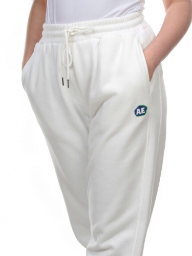 M043 WHITE Брюки спортивные женские на флисе (100% хлопок) 7986