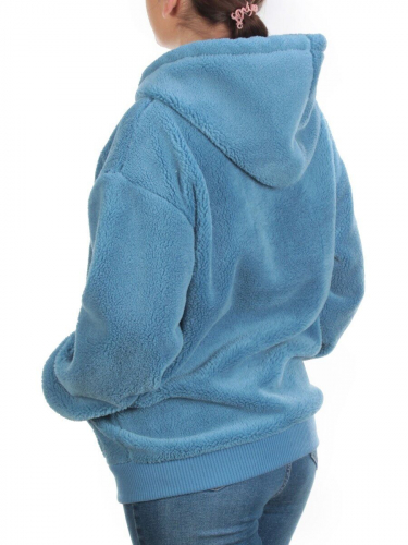 102 BLUE Худи женское Тедди на флисе