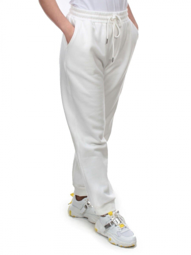 M035 WHITE Брюки спортивные женские на флисе (100% хлопок) 7986