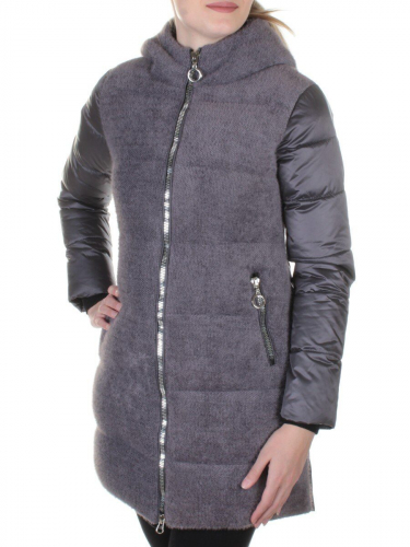 3010 GRAY Пальто женское с ангорой QiHongYun