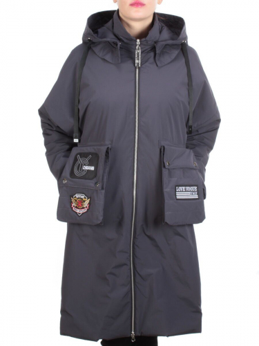 ZW-2306-C GRAY/PURPLE Пальто демисезонное женское (100 гр. синтепон) BLACK LEOPARD