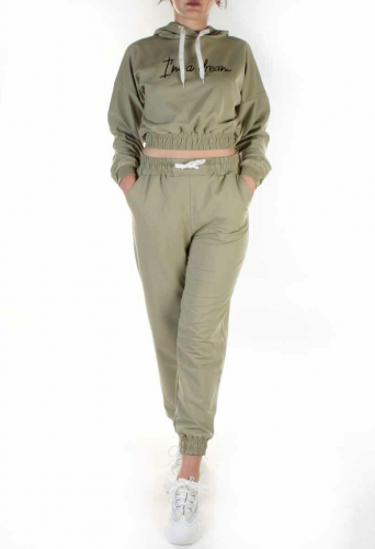 Y276 OLIVE Спортивный костюм женский (100% хлопок)