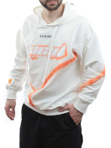 2652 WHITE/ORANGE Толстовка мужская (75% хлопок, 20% полиэстер, 5% спандекс)