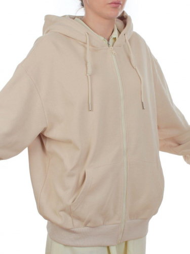 3265 BEIGE Худи на молнии женское (95% хлопок, 5% эластан)