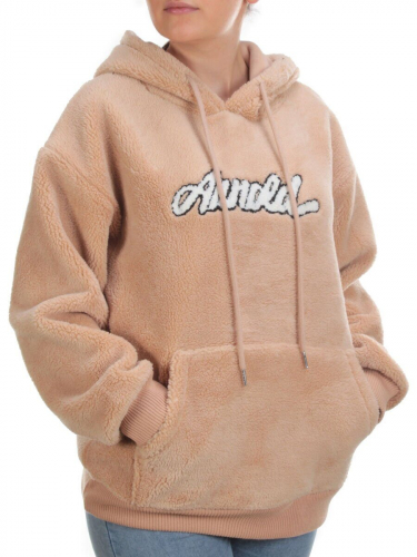 108 BEIGE Худи женское Тедди на флисе