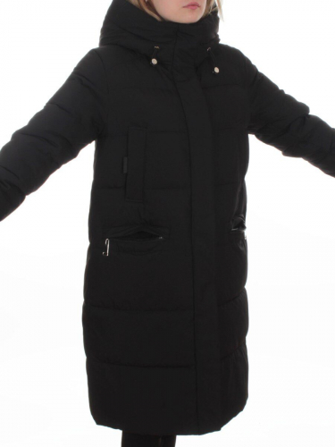 2129 BLACK Пальто зимнее женское (200 гр. холлофайбер)