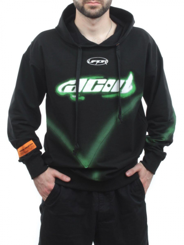 2652 BLACK/GREEN Толстовка мужская (75% хлопок, 20% полиэстер, 5% спандекс)