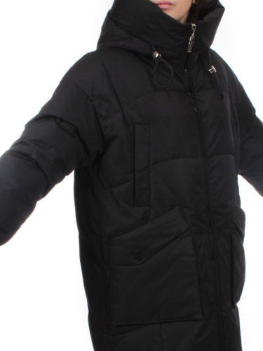 8819 BLACK Пальто зимнее женское (холлофайбер 200 гр.)