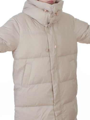 3063 BEIGE Пальто пуховое женское оверсайз (утиный пух)
