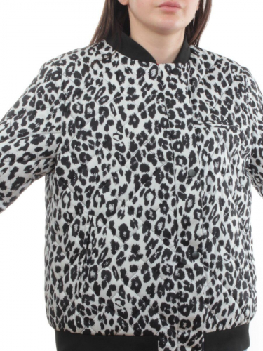 S24-139 WHITE/BLACK Куртка бомбер демисезонная женская (100 гр. синтепон)