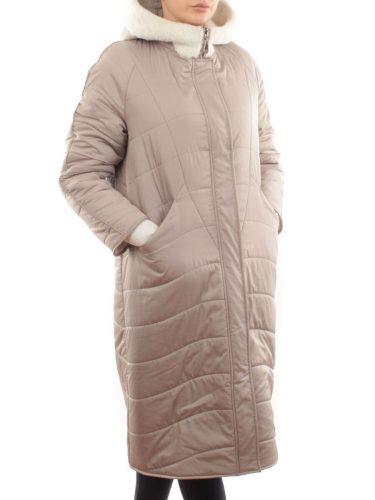 2660 BEIGE Пальто двухстороннее женское еврозима (100 гр. холлофайбер)