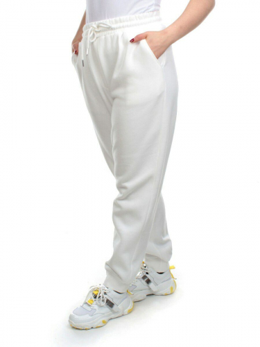 M031 WHITE Брюки спортивные женские на флисе (100% хлопок) 7986