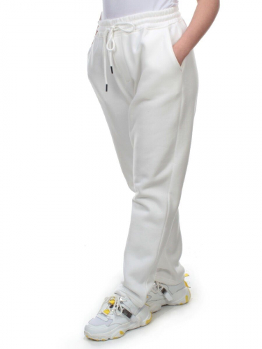 M045 WHITE Брюки спортивные женские на флисе (100% хлопок) 7986