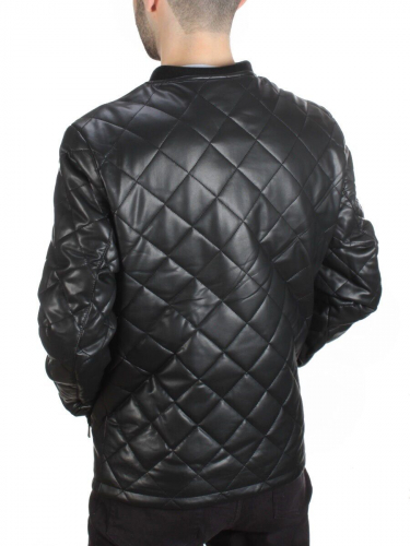 161 BLACK Куртка из эко-кожи мужская (50 гр. синтепон)