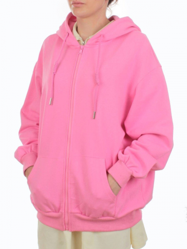 3265 PINK Худи на молнии женское (95% хлопок, 5% эластан)