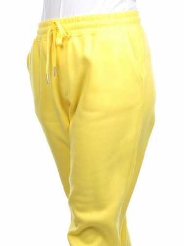 M049 YELLOW Брюки спортивные женские на флисе (100% хлопок) 7986