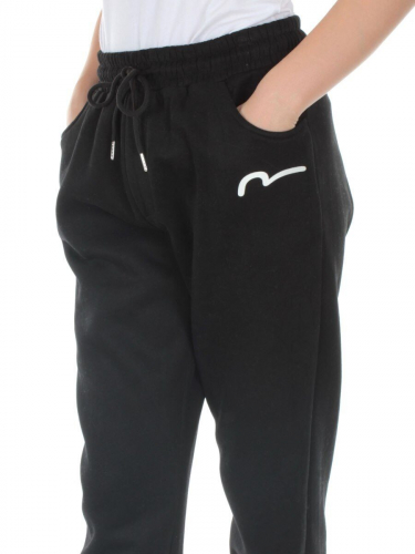 M029 BLACK Брюки спортивные утепленные женские (85% хлопок, 10% полиэстер, 5% спандекс)