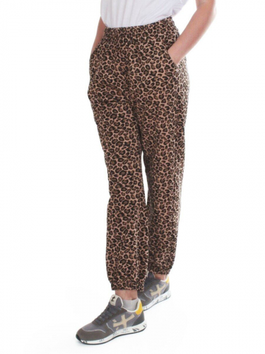9001 LEOPARD/BROWN Брюки спортивные женские (95% хлопок, 5% спандекс)