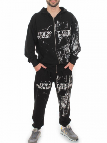2630/7349 BLACK Костюм спортивный мужской (75% хлопок, 20% полиэстер, 5% спандекс)