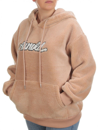 108 BEIGE Худи женское Тедди на флисе