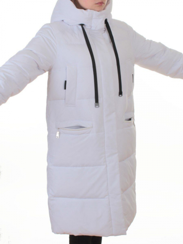 2129-A WHITE Пальто зимнее женское (200 гр. холлофайбер)